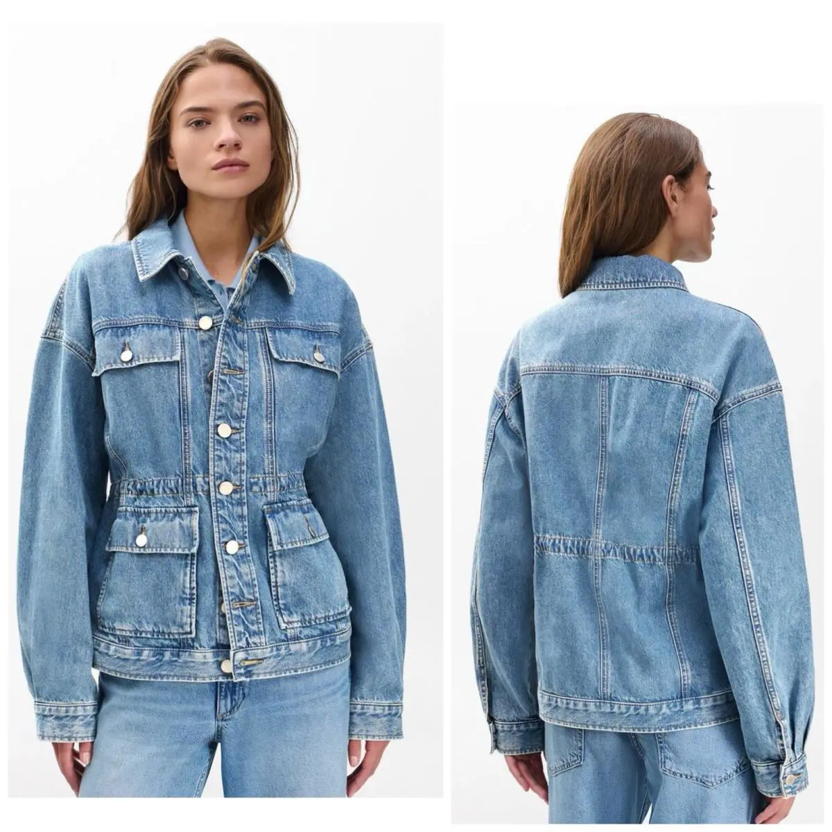 Rag Bone Amy Cinched Denim Jacket Size: Large