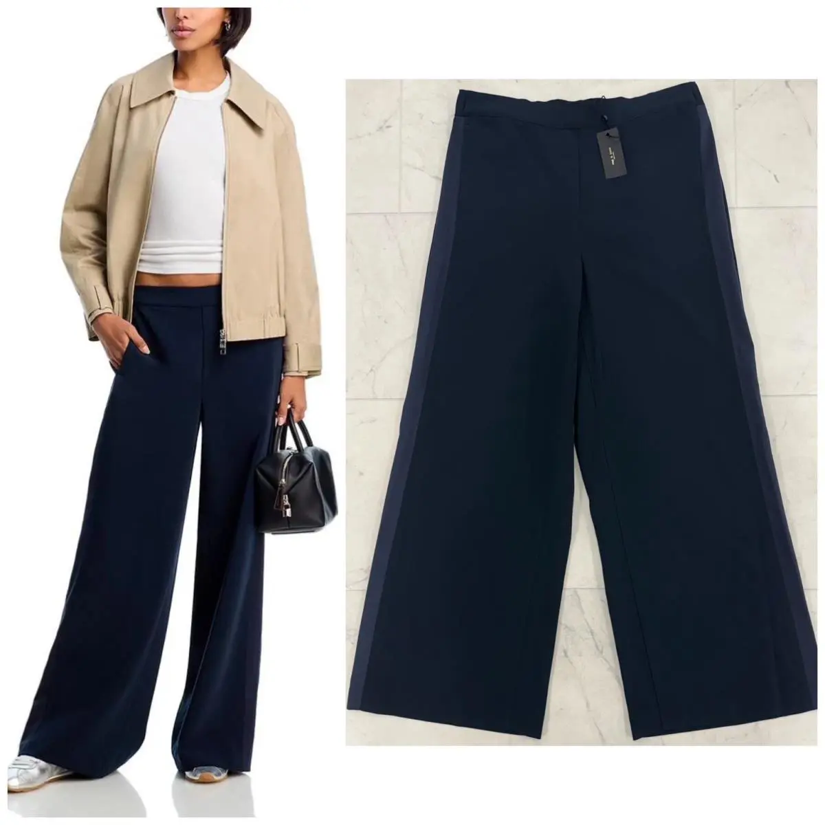 Rag Bone Women`s Melanie Crepe Pant In Navy Blue Size: Large