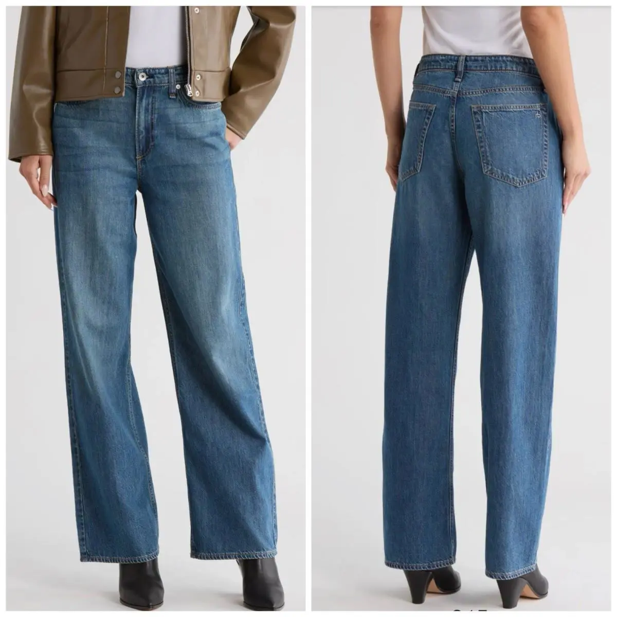 Rag Bone Lori Mid-rise Wide Leg In Covington Size:31 by Rag & Bone