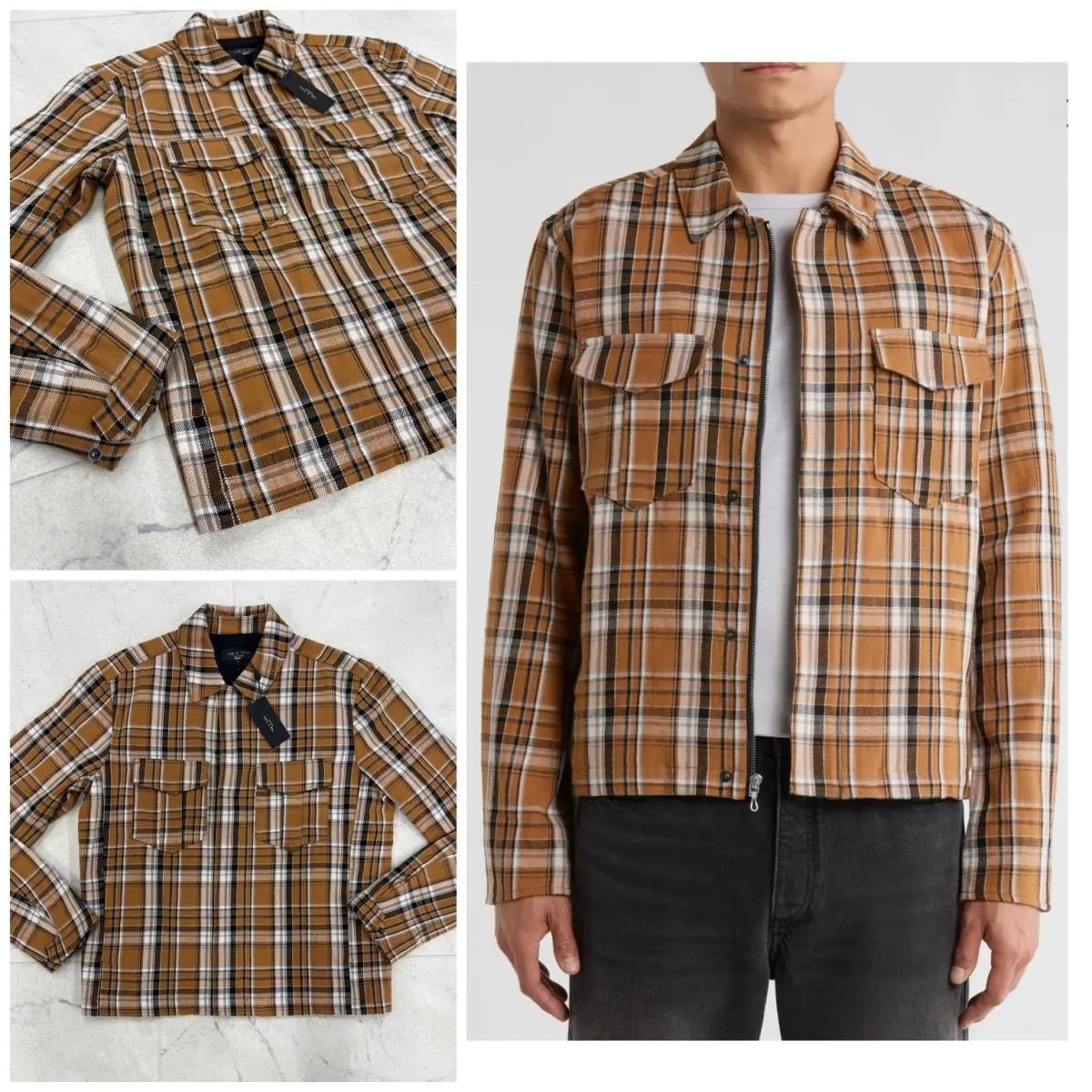 Rag Bone Garage Jacket In Brown Plaid Size: XS