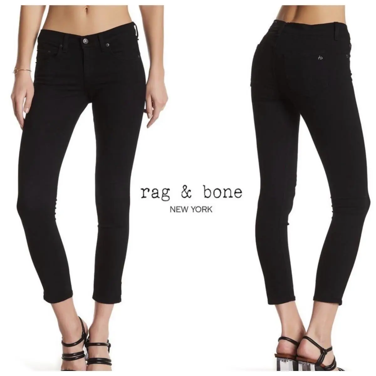 Rag Bone Liberty Skinny Capri Crop Skinny Stretch Jeans Black Size 31
