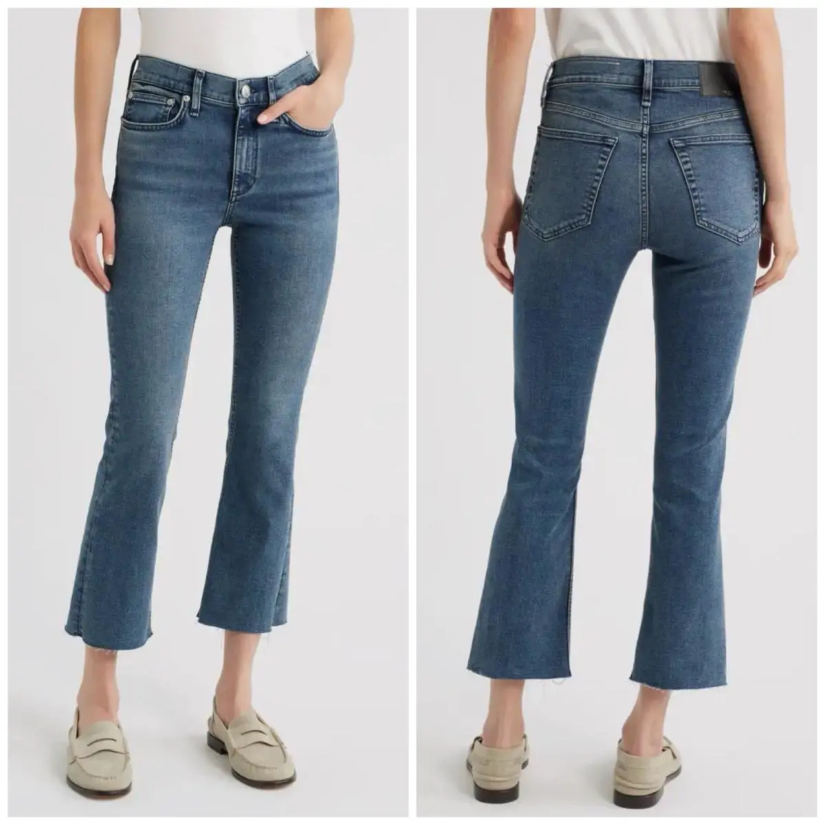 Rag Bone Flexi Peyton Raw Hem Crop Bootcut Jeans In Sadie Size: 34