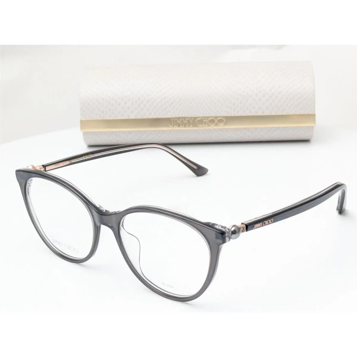 Jimmy Choo JC378/G MF7 Round Transparent Grey Womens Eyeglasses Frames 53-17-145