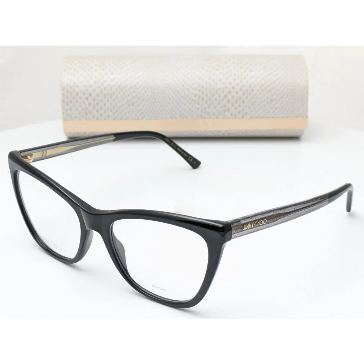 Jimmy Choo JC361 807 Cat Eye Black Glitter Women`s Eyeglasses Frames 53-17-145