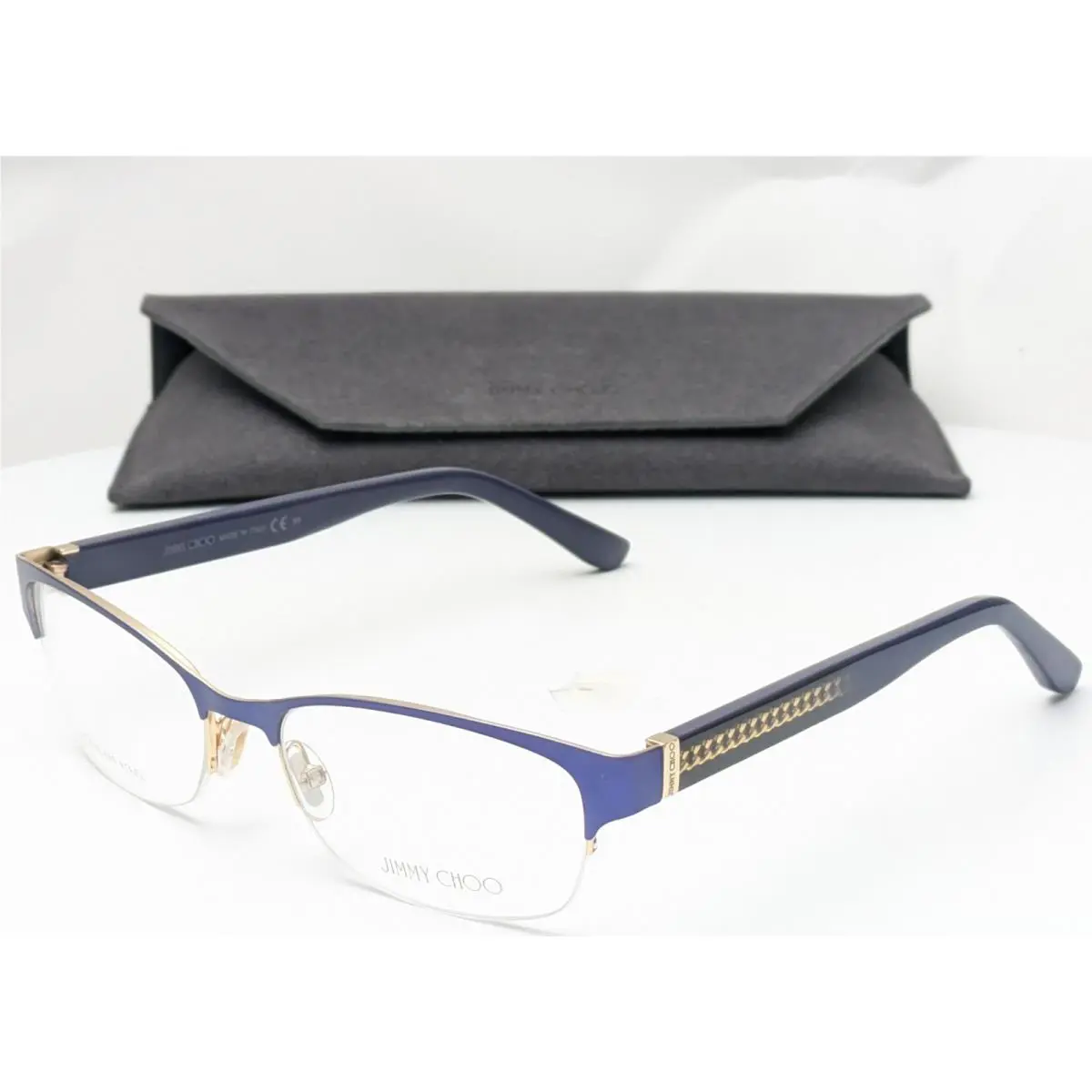Jimmy Choo JC128 16V Black Blue Chain Women`s Eyeglasses Frames 53-17-135