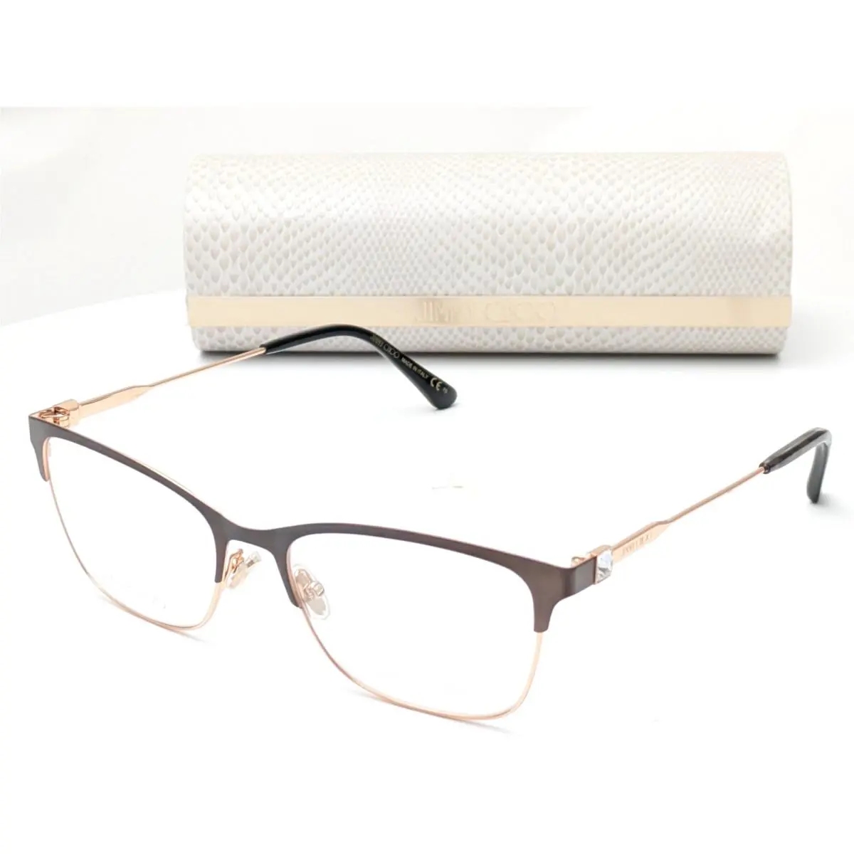 Jimmy Choo JC348 Ufm Cat Eye Matte Brown Gold Womens Eyeglasses Frames 54-17-145