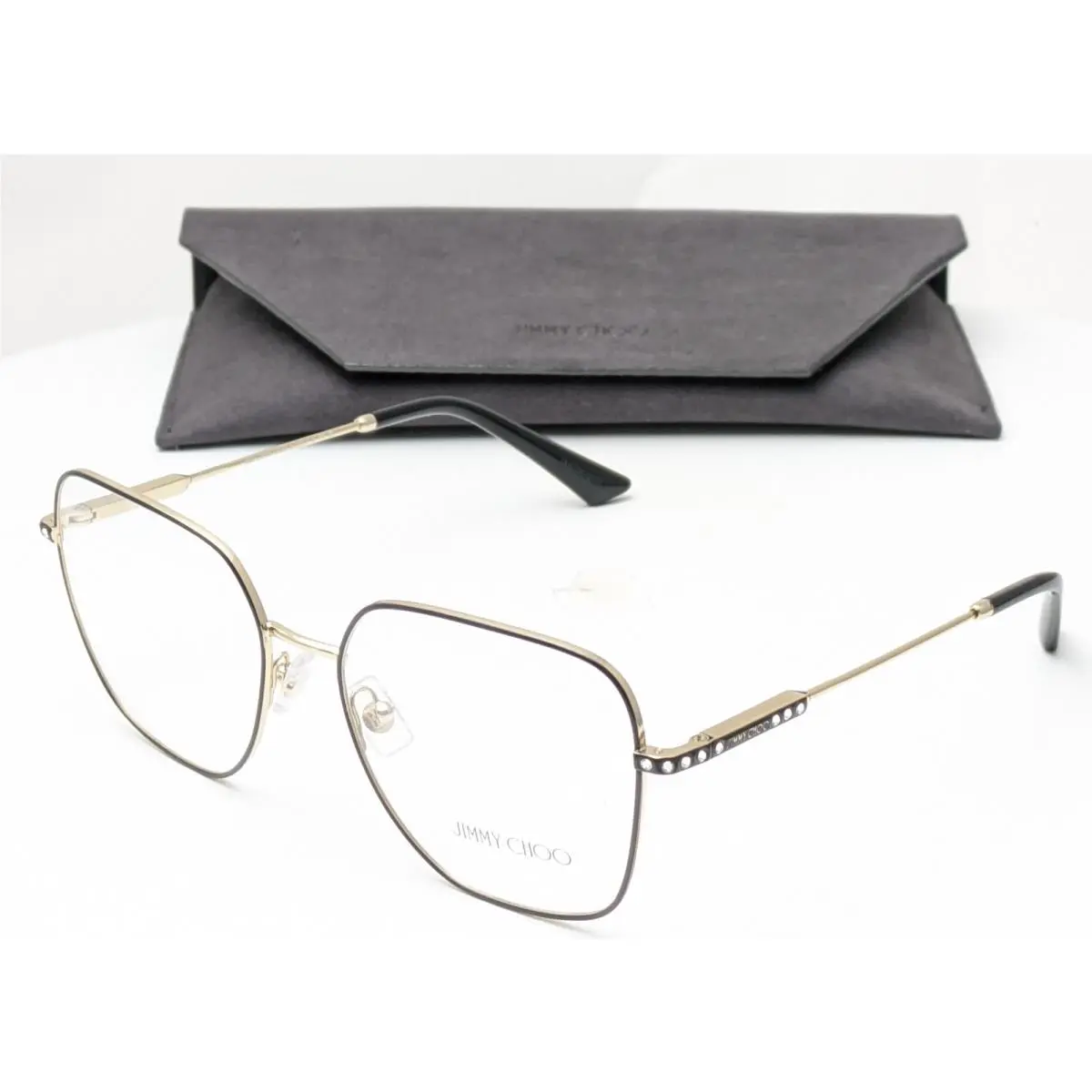 Jimmy Choo JC 2001B 3010 Square Black Gold Women’s Eyeglasses Frames 55-17-140