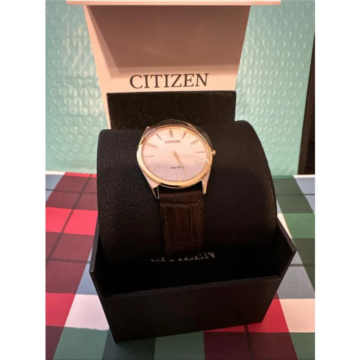 Citizen Men`s Stiletto Eco-drive Brown Leather Strap Watch 38 MM AR3074-03A