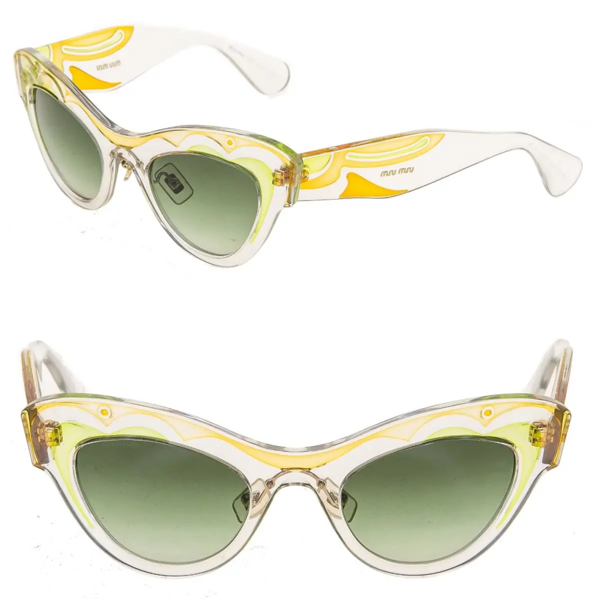 Miu Miu Smu 07P Swirl Sunglasses Transparent Green Yellow MU07PS