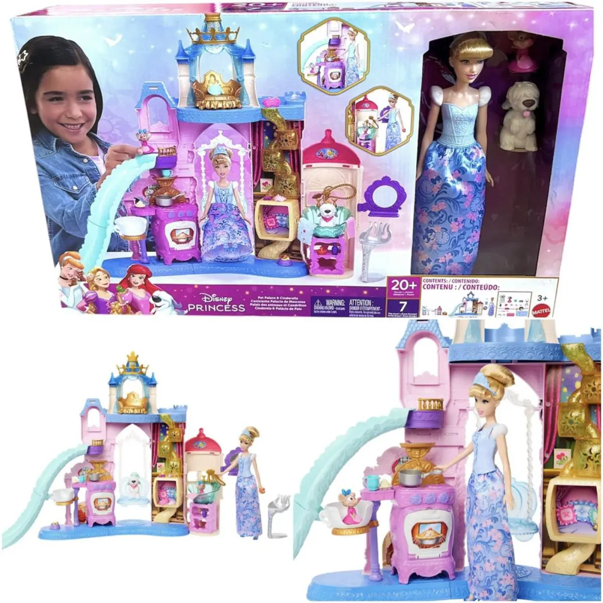 Disney Princess Pet Palace Cinderella s Castle Doll Playset with 2 Animals