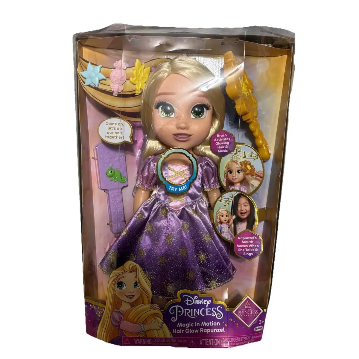 Disney Princess Magic In Motion Hair Glow Rapunzel Doll Singing Lights Talking