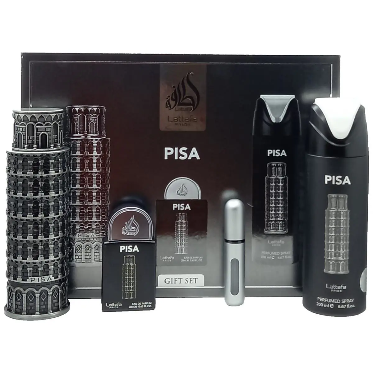 Lattafa Pisa 3 Pcs Set For Men Edp 3.4 Oz Edp 0.65 Oz Deodorant 6.67 Oz