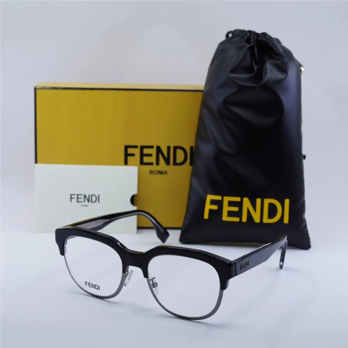 Fendi FE50068U 001 Black/gunmetal 52mm Eyeglasses