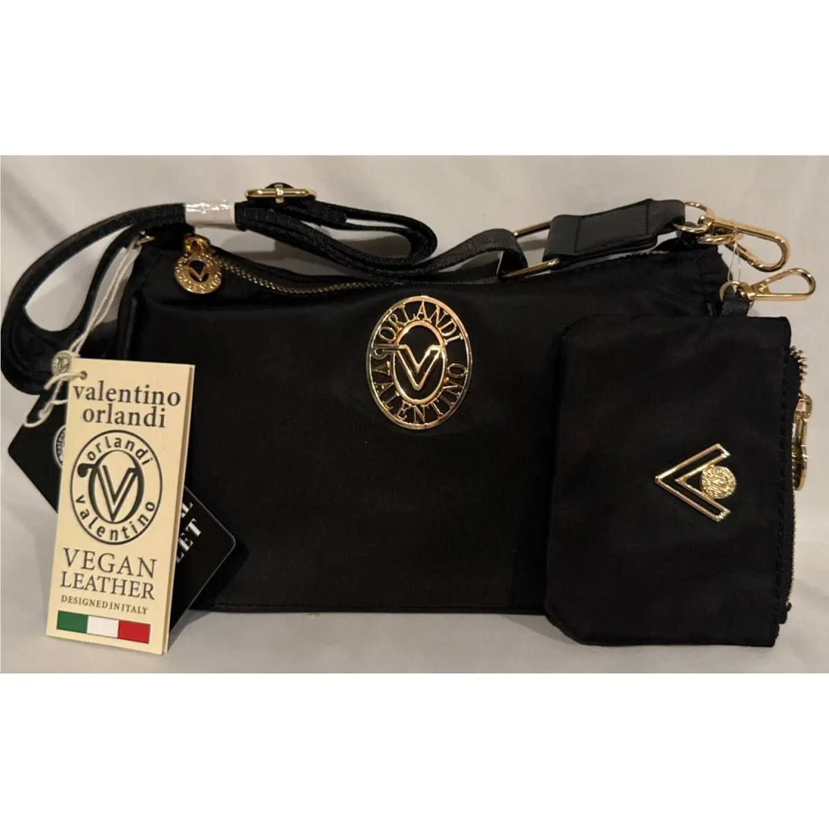 Valentino Orlandi Black Nylon Crossbody Handbag Wallet- Style VN-2110