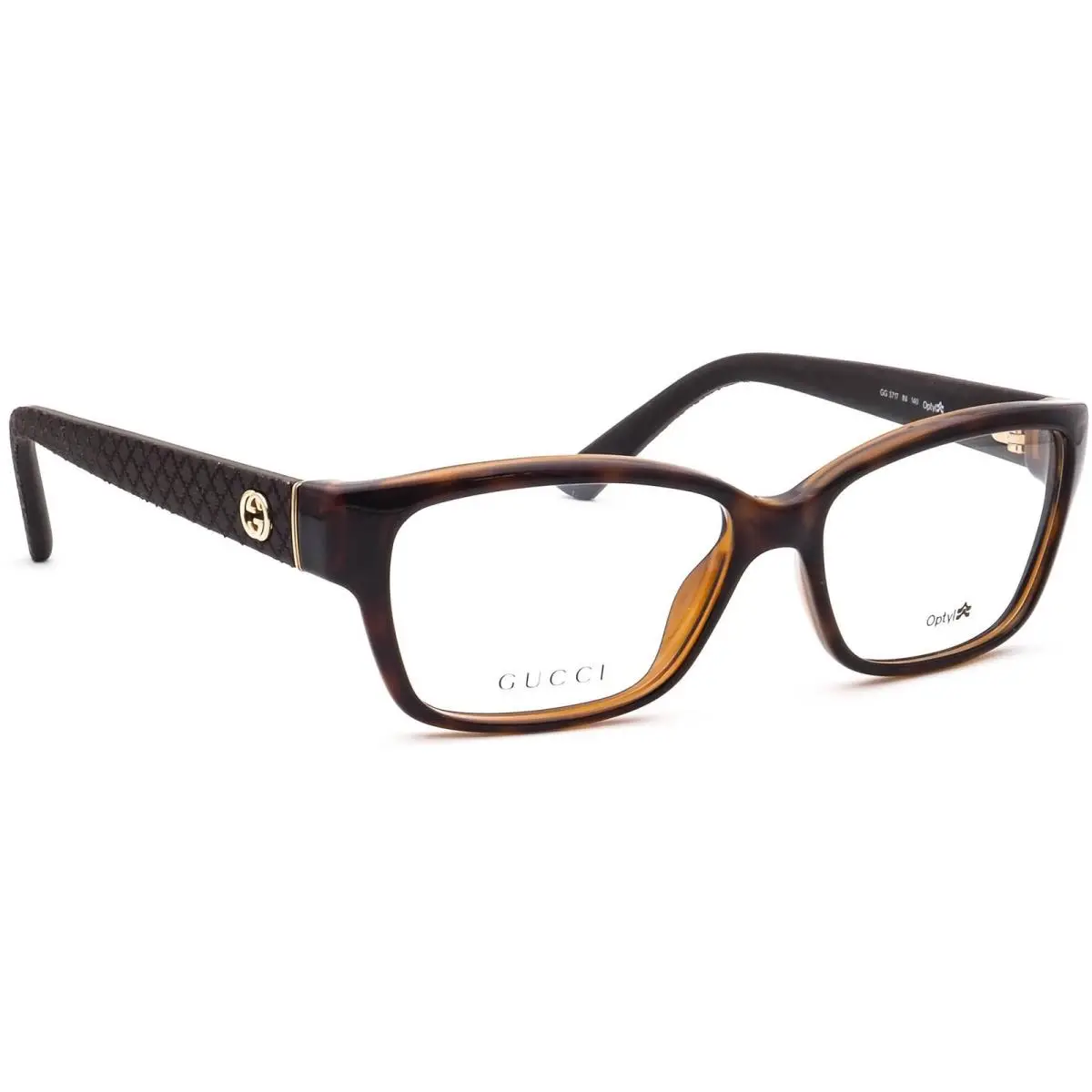 Gucci Eyeglasses GG 3717 Ini Dark Havana Brown Square Frame Italy 51 14 140