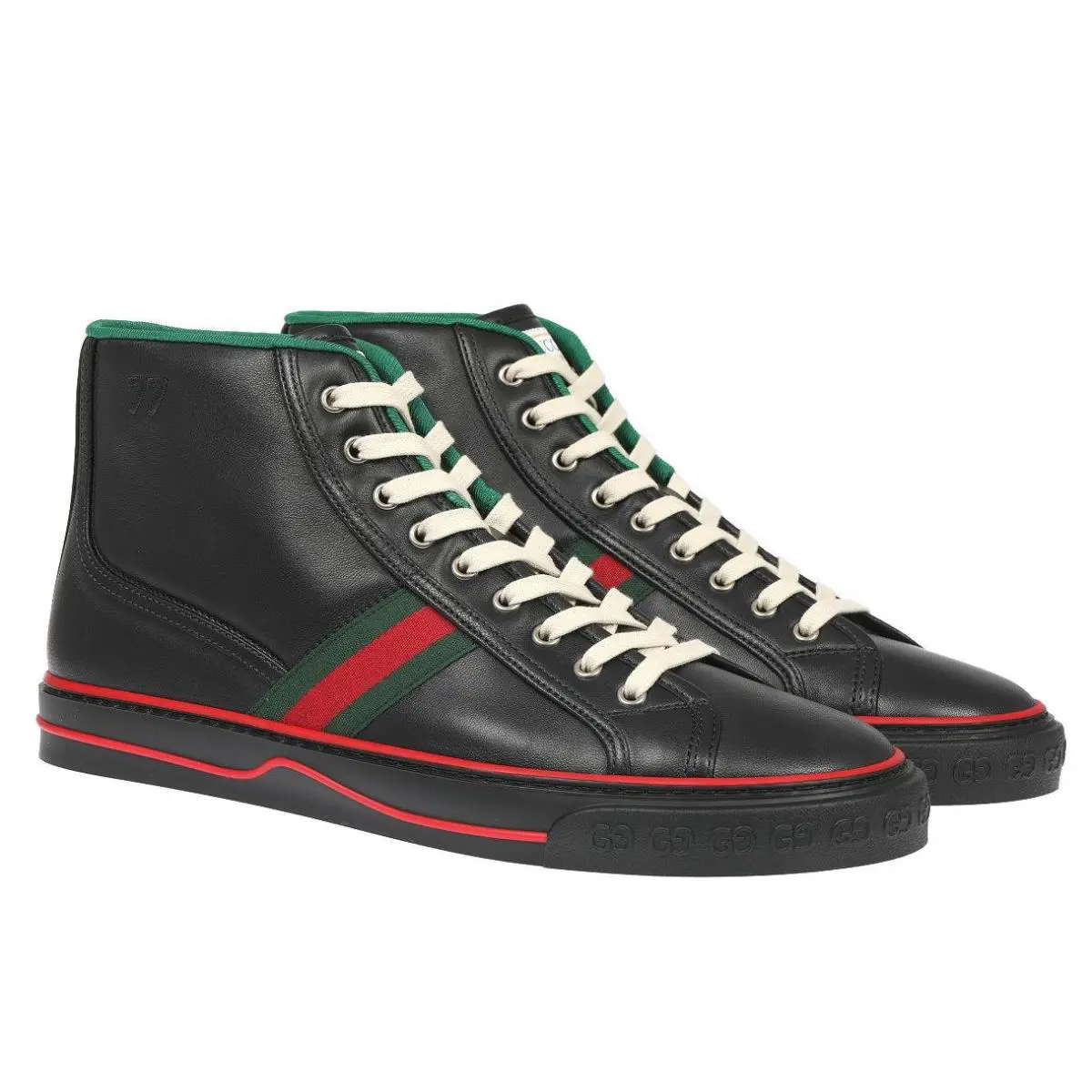 Gucci Men`s Tennis 1977 Black High Top Sneakers Shoes 8/US 8.5 - Black