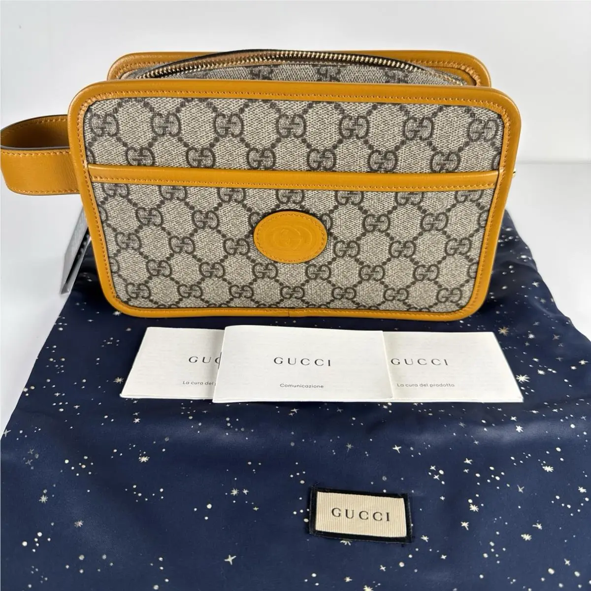 Gucci GG Supreme Retro Clutch Bag Travel Case w/ Dust Bag
