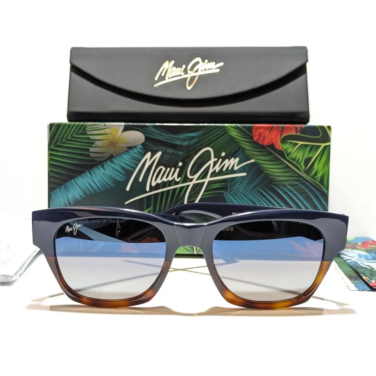Maui Jim Valley Isle Blue Tortoise Polarized Blue Silver Sunglass DBS780-03