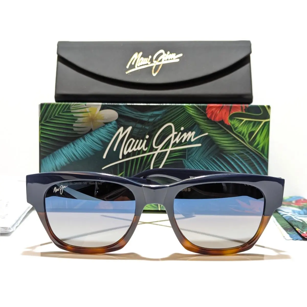 Valley Isle Blue Tortoise Polarized Blue Silver Sunglass DBS780-03 by Maui Jim