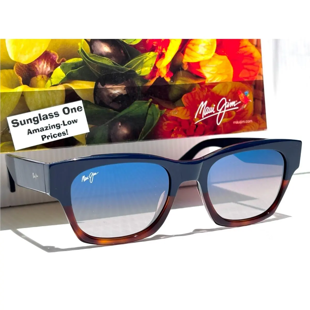 Maui Jim Valley Isle Navy Tortoise Polarized Blue to Silver Sunglass DBS780-03
