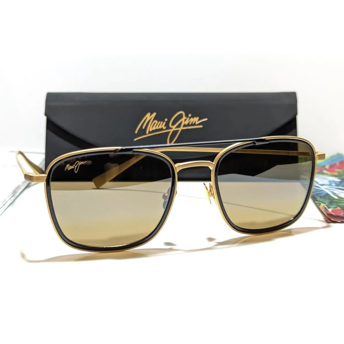 Maui Jim Following Seas Gold Black Polarized Hcl Bronze Sunglasses H555-16M