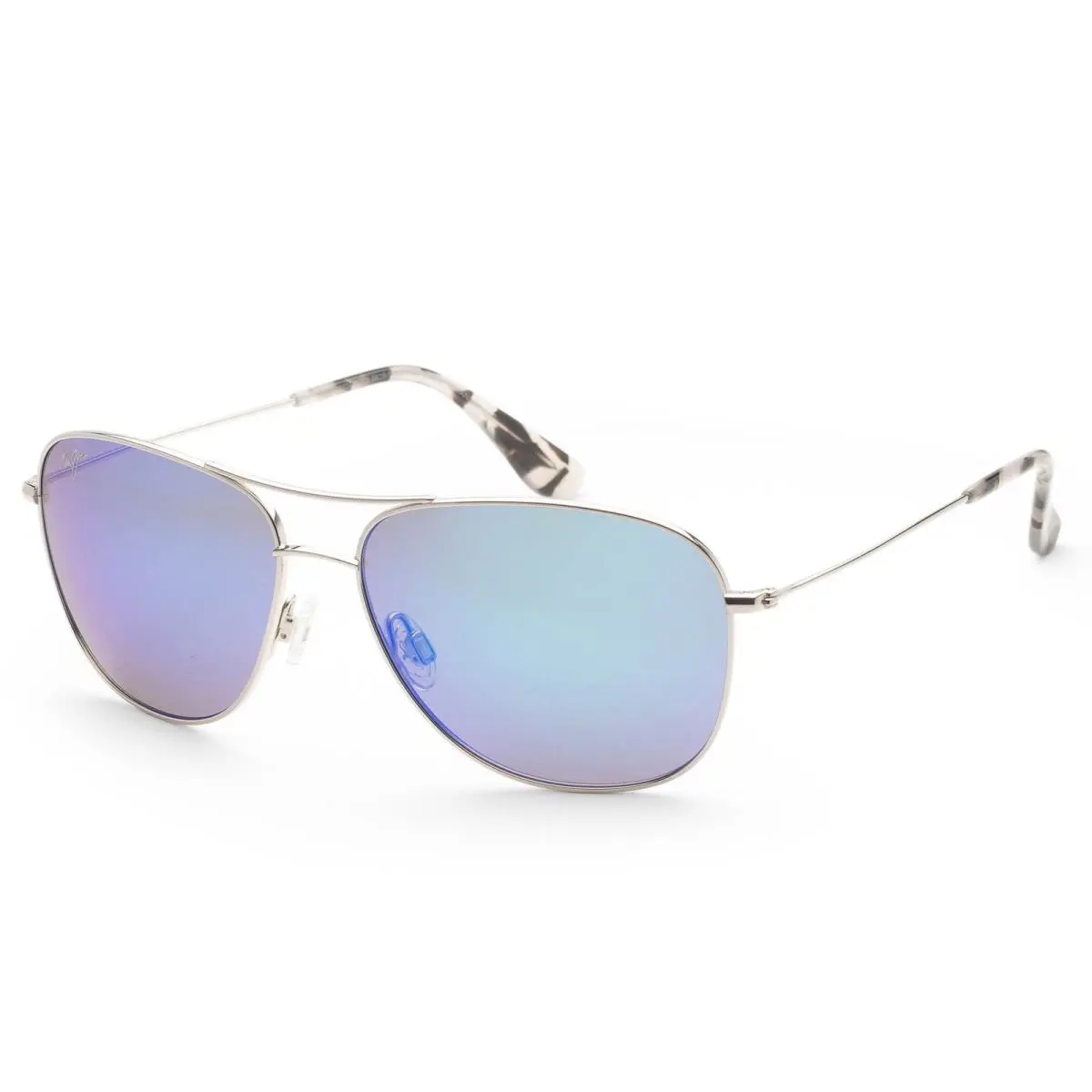 Maui Jim Men`s Cliff House 58mm Silver Polarized Sunglasses MJ0247S-001 - Frame: Silver, Lens: Blue, Other Frame: Silver