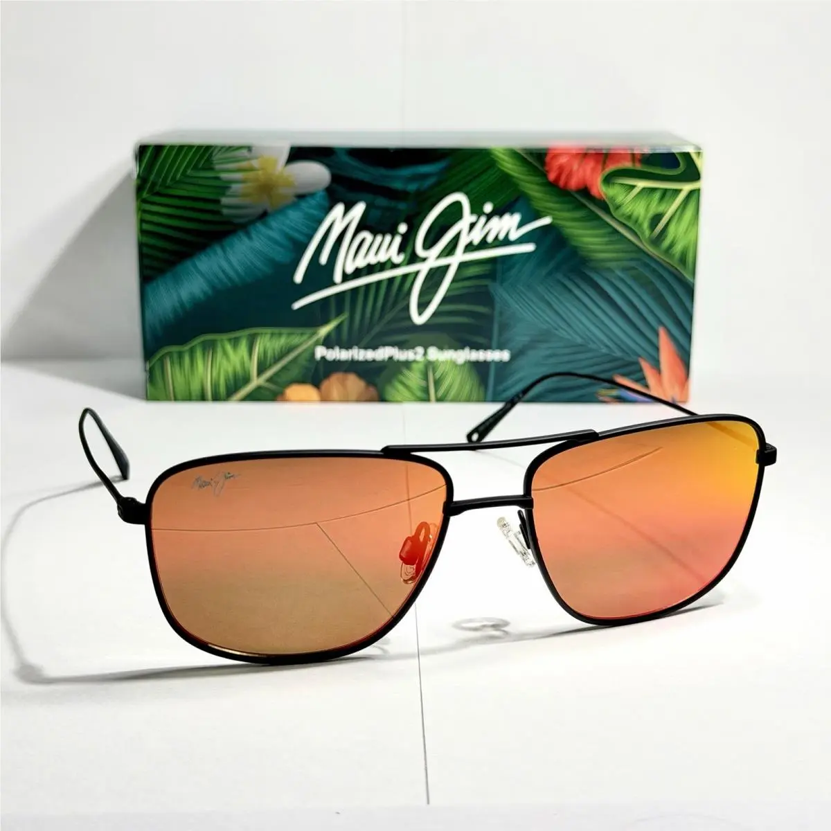 Maui Jim Mikioi MJ RM887-02 Matte Black Hawaii Lava Red Polarized Sunglasses