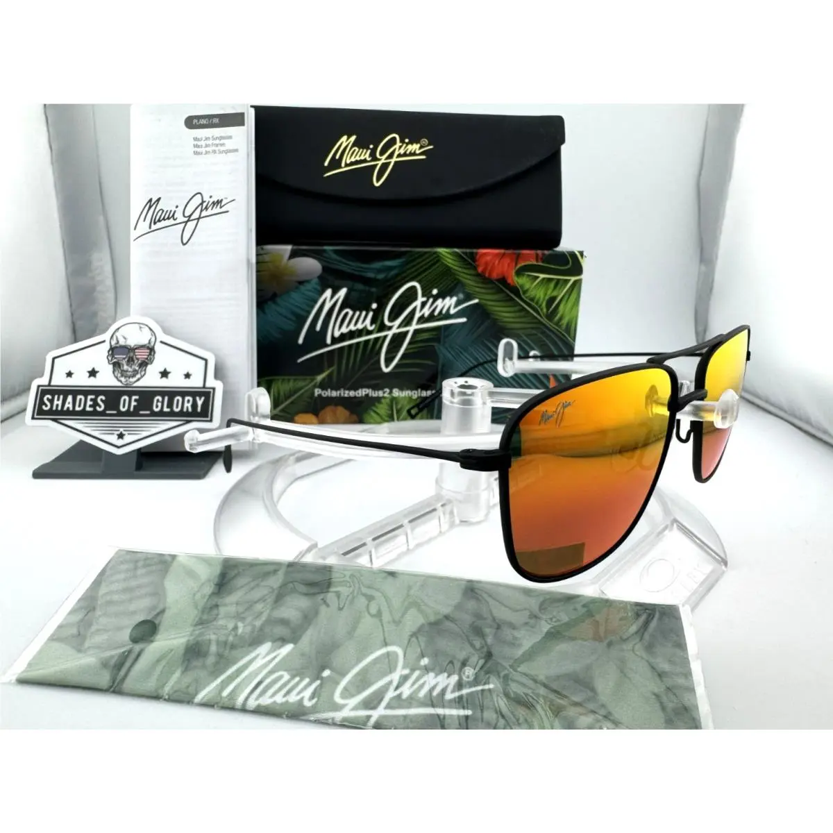 Maui Jim Mikioi MJ RM887-02 Matte Black Hawaii Lava Red Polarized Sunglasses
