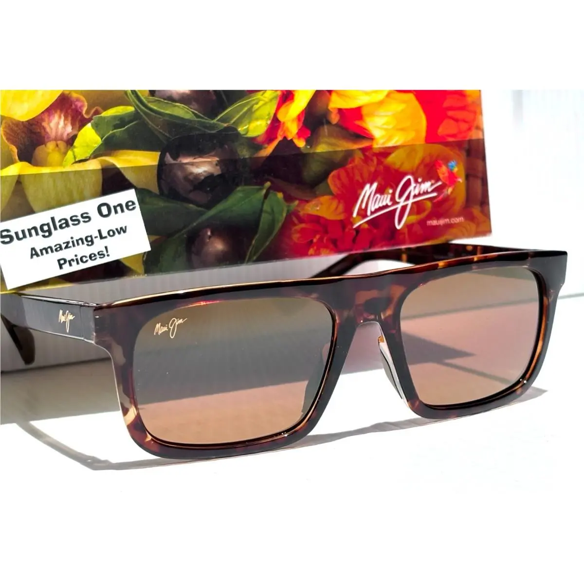 Maui Jim Opio Shiny Trans Light Brown Polarized Bronze Lens Sunglass H616-01 - Frame: Brown, Lens: Brown