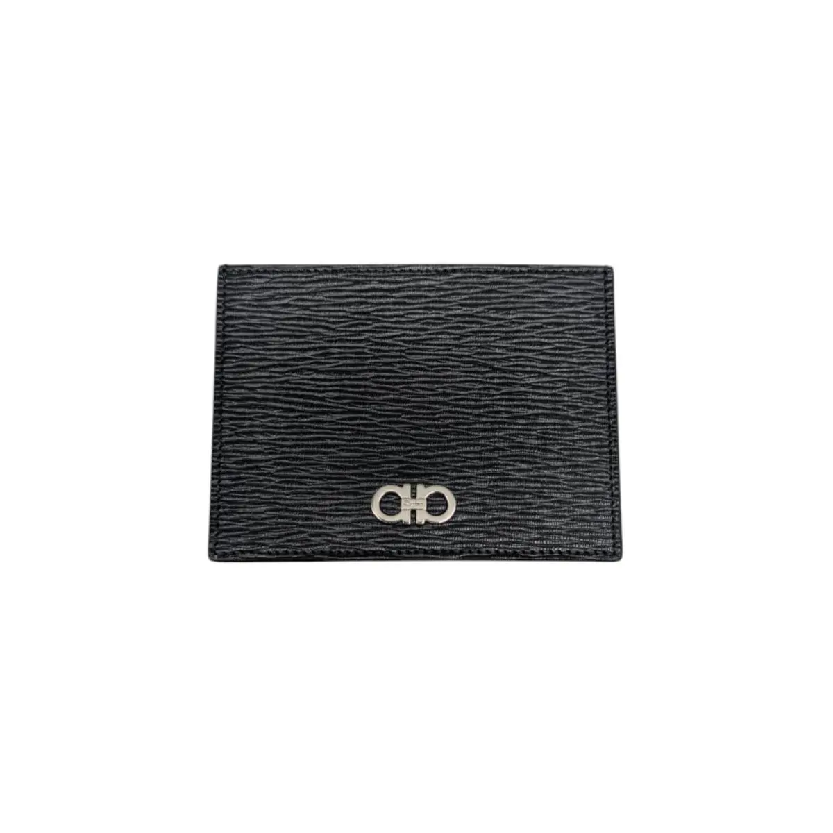 Men`s 705069 Gancini Black Blue Credit Card Holder by Salvatore Ferragamo
