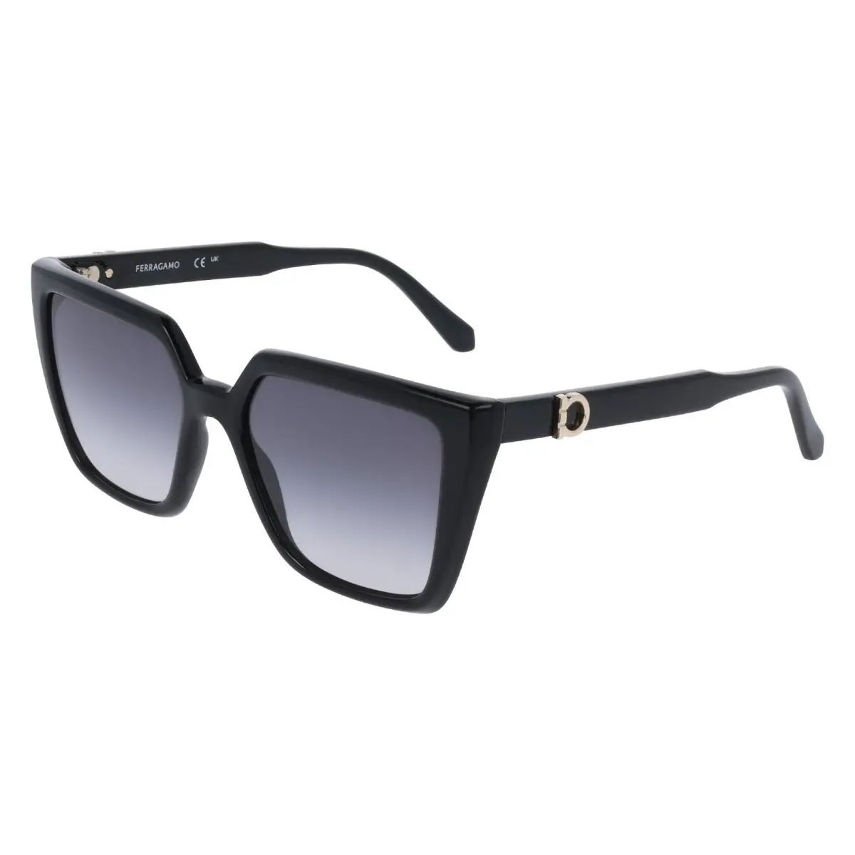 Ferragamo SF2058SE 001 Black Grey Gradient Square Sunglasses 54mm Women`s by Salvatore Ferragamo
