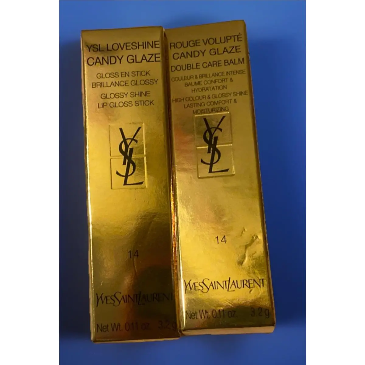 2X Ysl Loveshine Candy Glaze 14 Scenic Brown 3.2g - 0.11 oz Full Szlip Gloss by Yves Saint Laurent