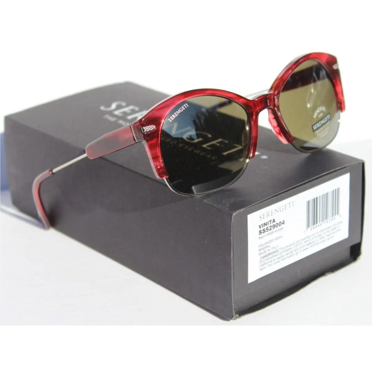 Vinita Polarized Sunglasses Red Silver/555nm Gray Green Mineral Italy by Serengeti
