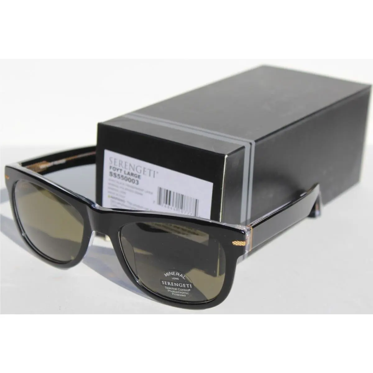 Foyt Large Polarized Sunglasses Shiny Black/555nm SS550003 Italy by Serengeti