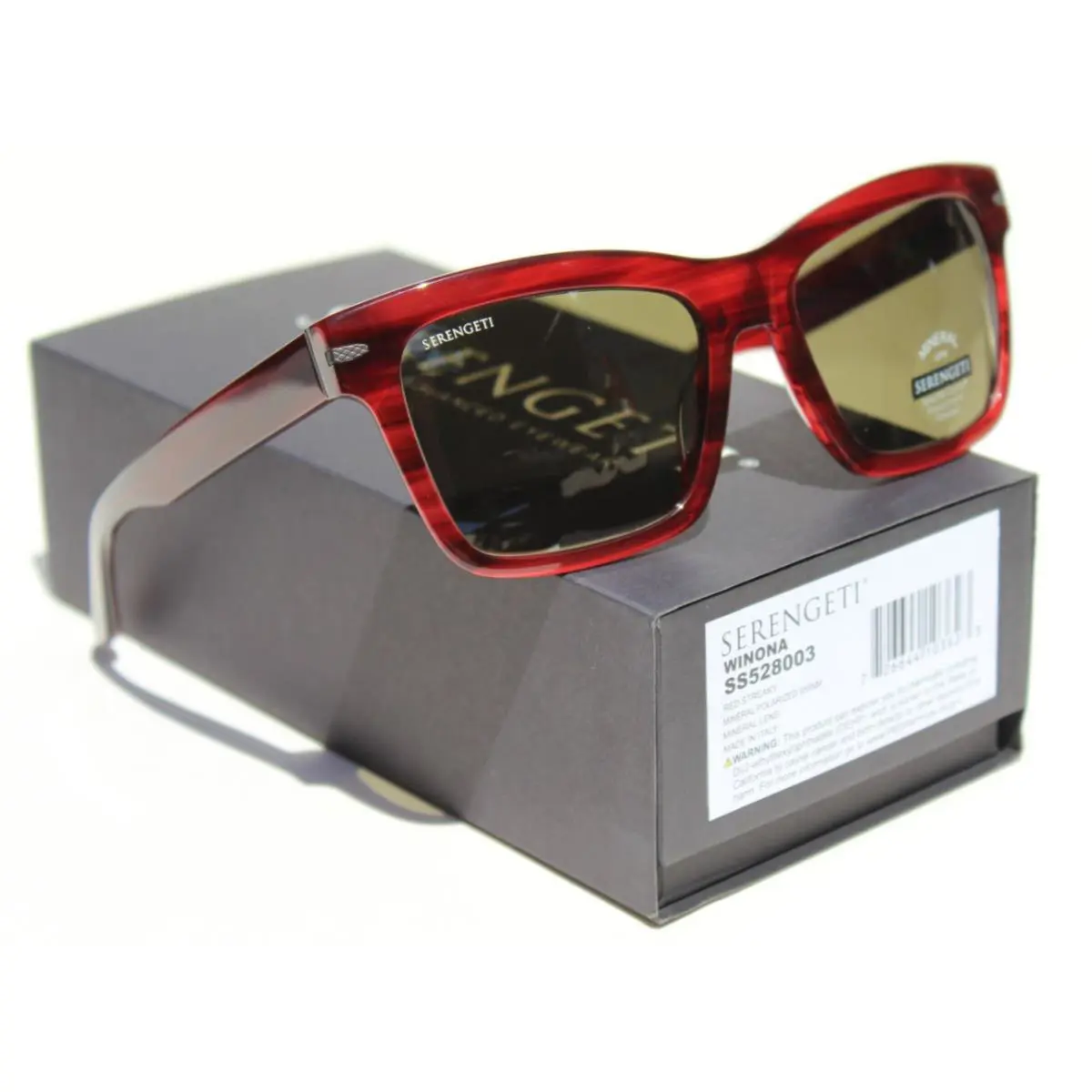 Winona Polarized Sunglasses Red Streaky/555nm Mineral Italy SS528003 by Serengeti