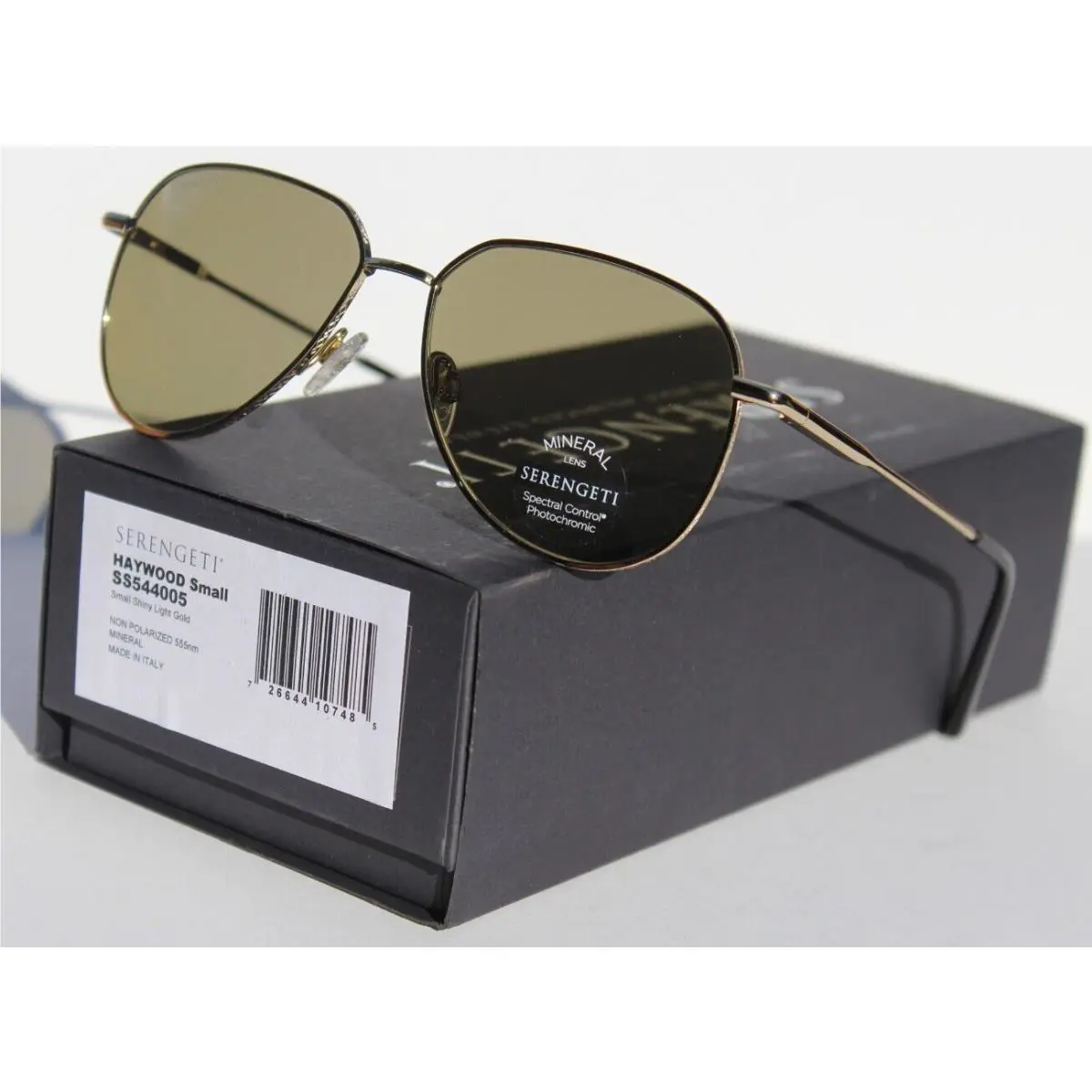Haywood Small Pilot Sunglasses Light Gold/555nm Mineral SS544005 by Serengeti
