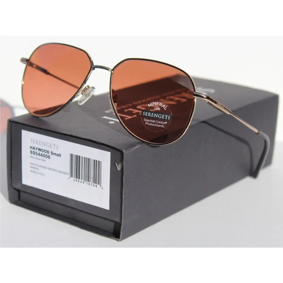 Haywood Small Pilot Sunglasses Shiny Rose Gold/drivers SS544006 by Serengeti