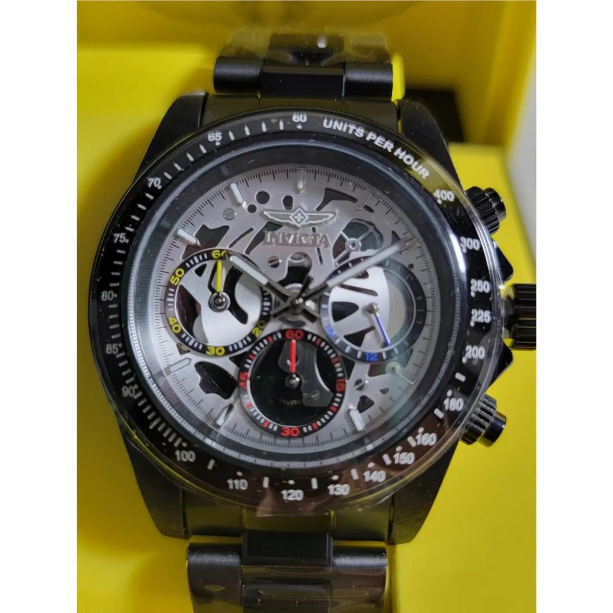 Invicta Speedway Men`s Watch 50274 Black Stainless Steel Skeleton Dial 40mm