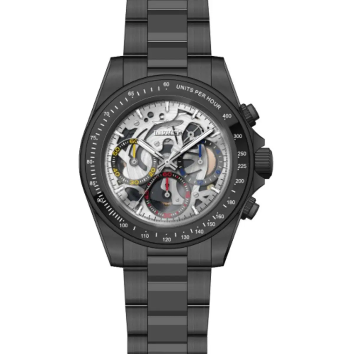Invicta Men`s Watch Speedway Quartz Chronograph Silver Dial Black Bracelet 50274