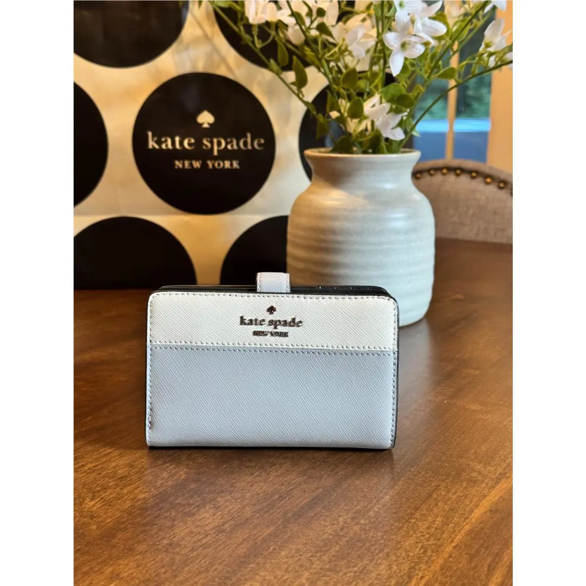 Kate Spade New York Madison Medium Compact Bifold Wallet - Platinum Grey