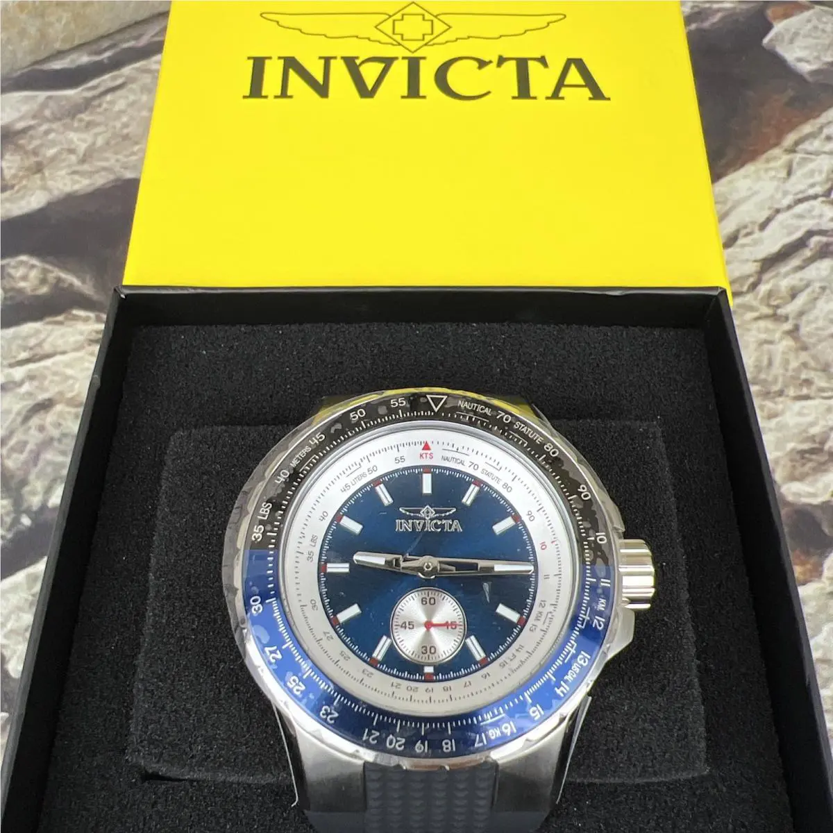 Invicta Aviator Quartz Blue Dial Men`s Watch 49288 Stainless Steel Silver