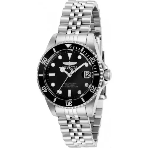 Pro Diver Quartz Black Dial Stainless Steel Ladies Watch 29186 by Invicta