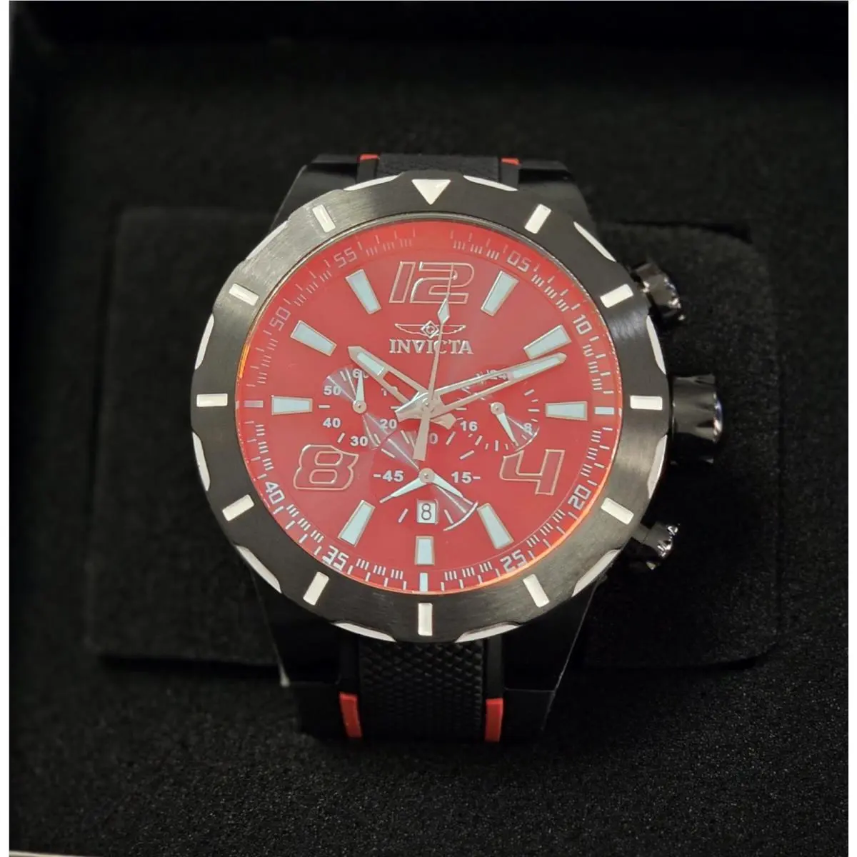 Invicta S1 Rally 52 Mm Men`s Red -quartz- Sapphire Crystal- Silcone- Model 34883