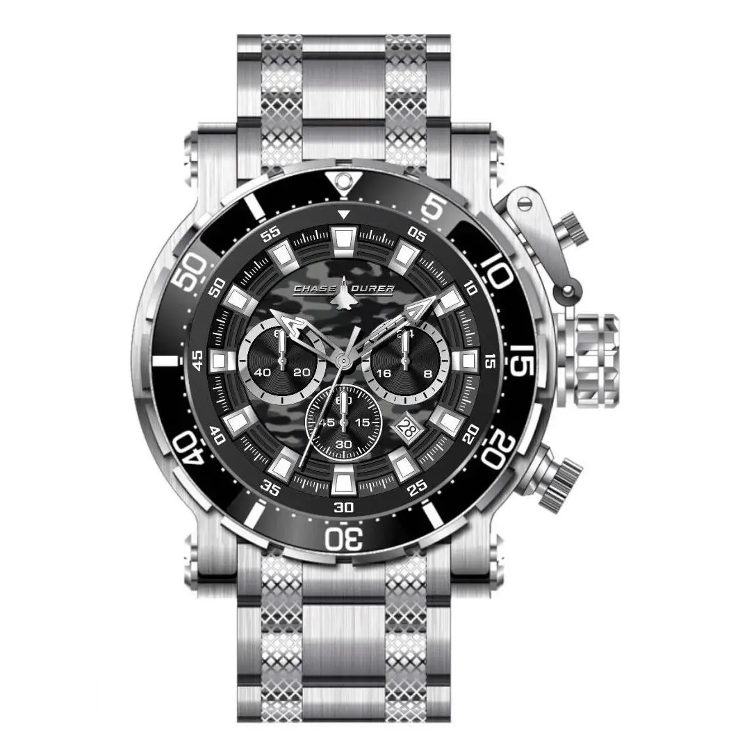 Invicta Chase Durer CDW-0186 Black Camo Dial Steel Watch Chronograph 52MM D