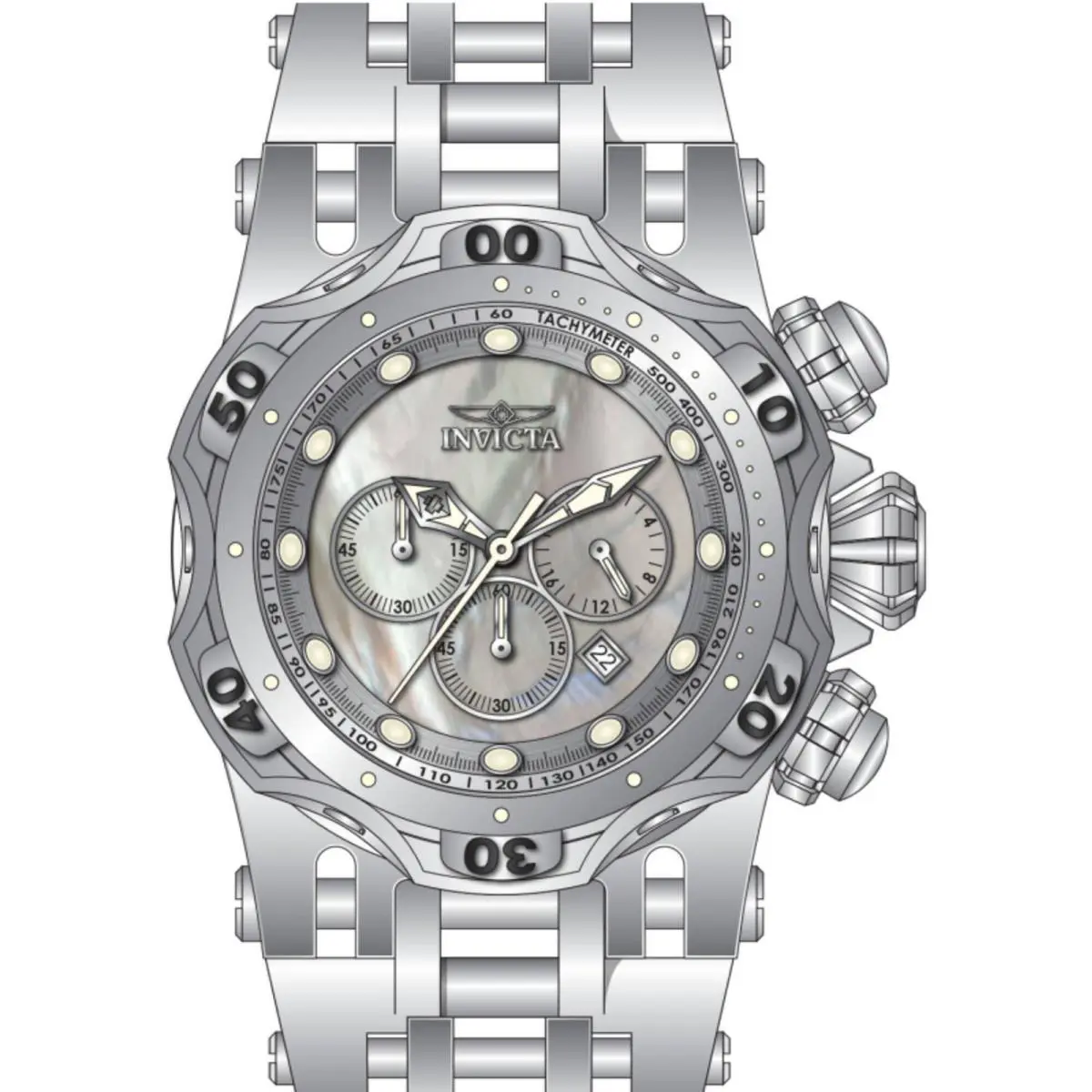 Invicta Men`s Watch Fusion Quartz Chrono White Dial Silver Tone Bracelet 49169