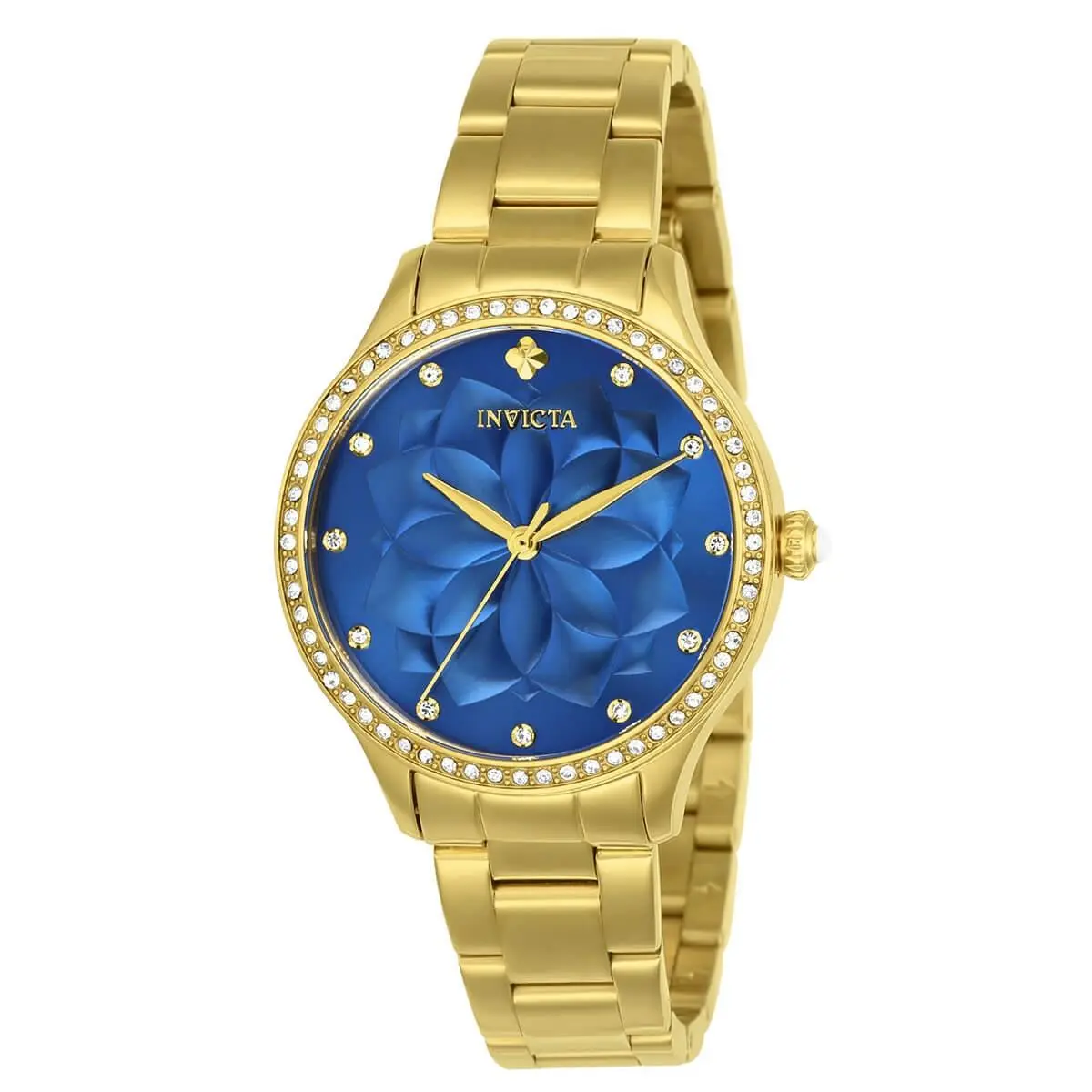 Invicta Women`s Watch Wildflower Quartz Blue Dial Yellow Gold Bracelet 24537 - Dial: Blue, Band: Yellow