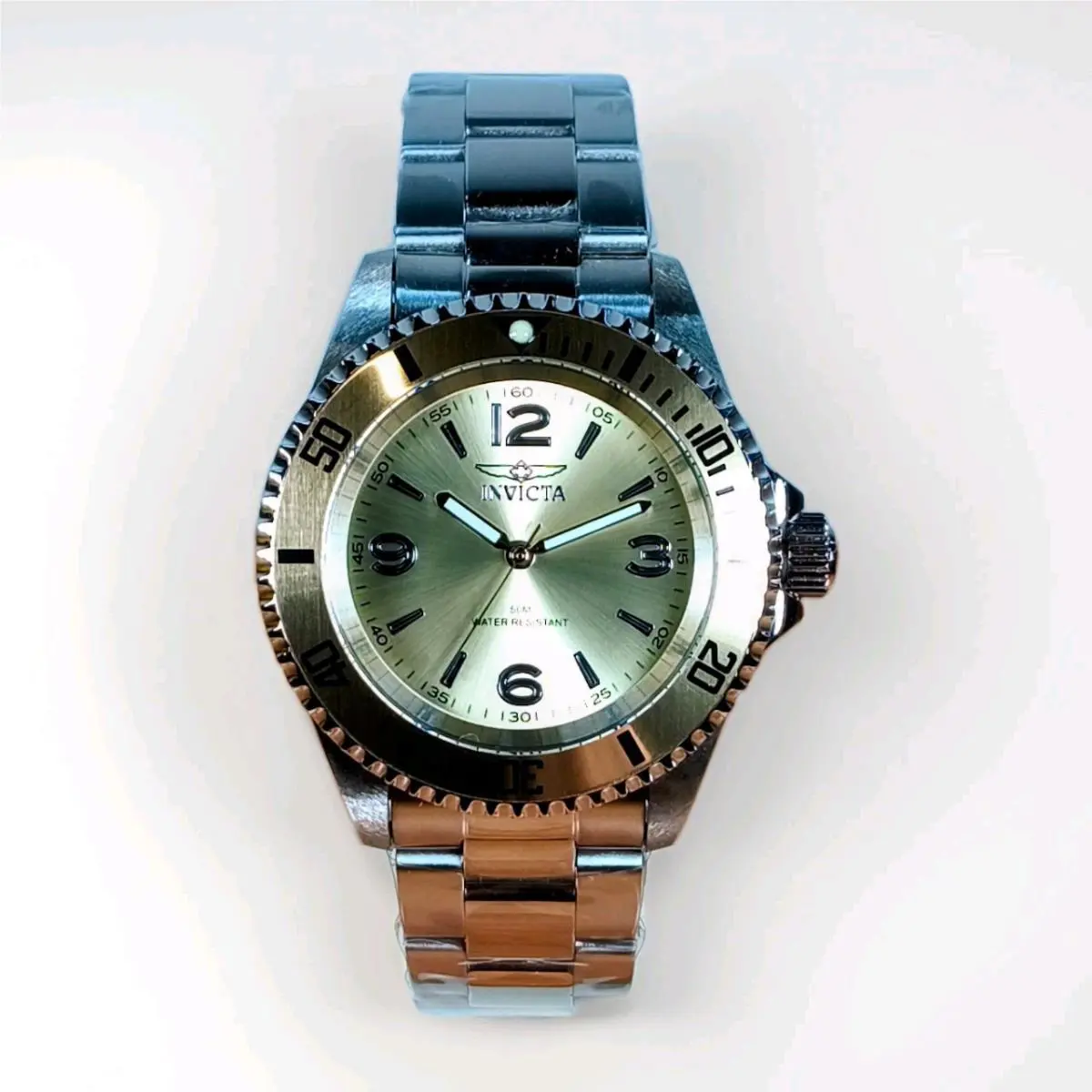 Invicta S/s Men`s Diver Champagne Dial Rotating Bezel Quartz Movement