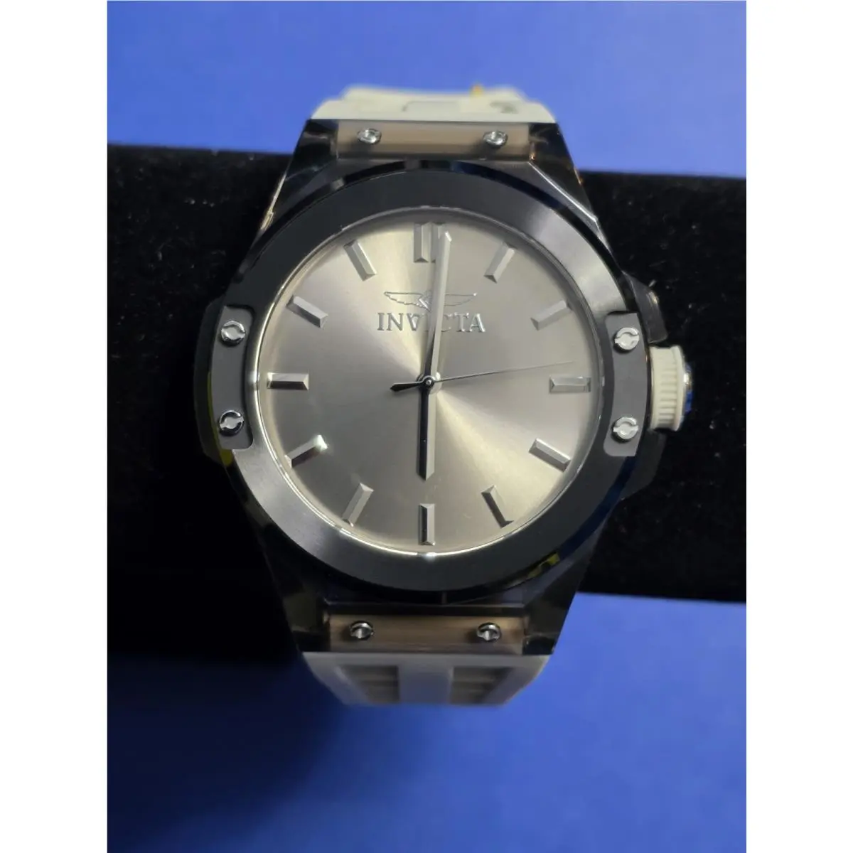 Invicta Sea Base Watch 45mm Grey Dial- Black Case-light Grey Strap- Quartz