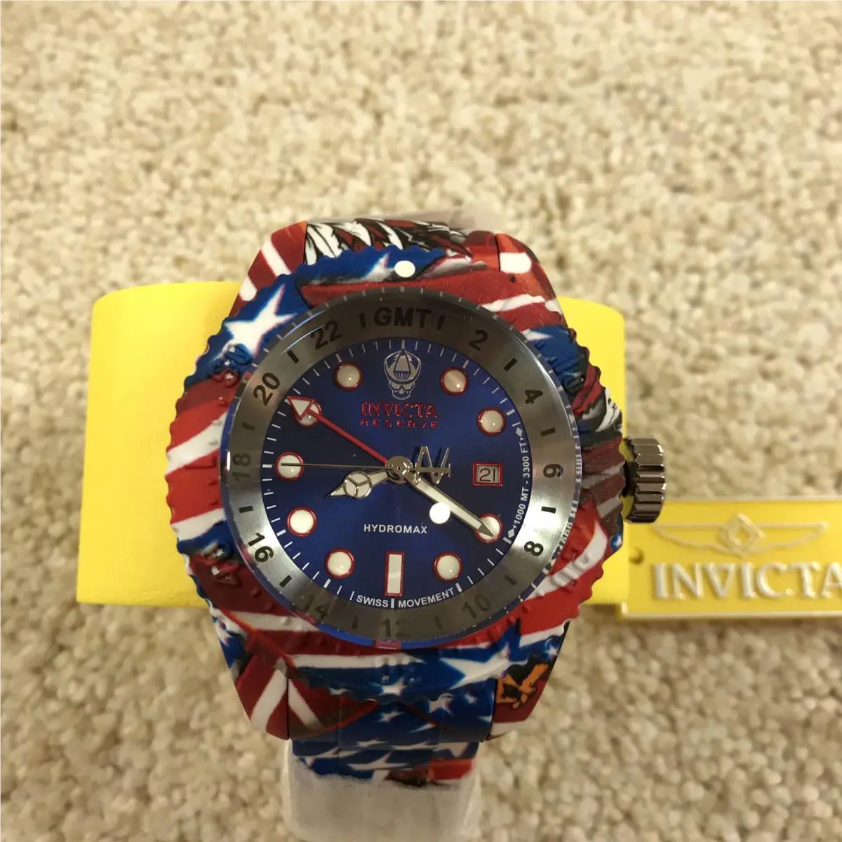 Invicta 34650 Reserve Gmt Hydromax Swiss Ronda Usa Colors Hydroplated 52MM
