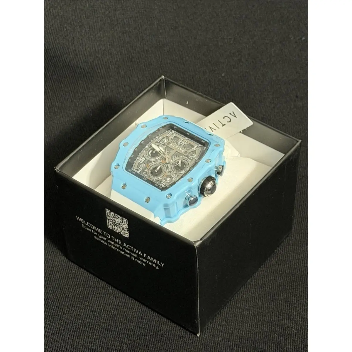 Activa Circuit X Invicta 44.3mm Skeleton Dial Watch White Strap Light Blue Case